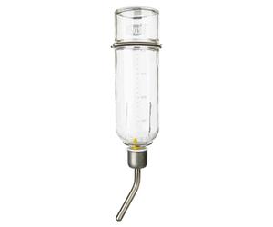 Trixie - Bebedero de Cristal para Roedores, 500 ml, Transparente, con Tapón y Boquilla Metálica Anti-Mordiscos, Sistema de Fijación Seguro para Jaulas