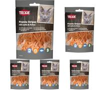 Trixie Bocadillo para Gatos Premio Stripes de Ingredientes Naturales, 50 g, deliciosas golosinas para Gatos con salmón y Coco - 42776 (Paquete de 5)