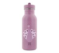 Trixie Botella de agua infantil de acero inoxidable, diseño de animales, 350 ml y 500 ml, con tapa de cierre y cordón, a partir de 3 años, para escuela, guardería y viajes (señora pavo real, 500 ml)