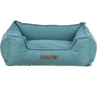 TRIXIE Cama para Perros Gano de 100 x 80 cm en Color petróleo, Cama Cuadrada con Funda Textil Suave, Cesta para Perros medianos y cojín firmemente Integrado, Base Antideslizante, Suave y Lavable