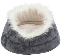 TRIXIE - Cama Minou Redonda Elevada de Felpa, ø 60 x 28 cm, Gris Claro/Gris Oscuro