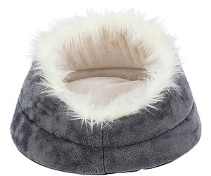 TRIXIE - Cama Minou Redonda Elevada de Felpa, ø 60 x 28 cm, Gris Claro/Gris Oscuro