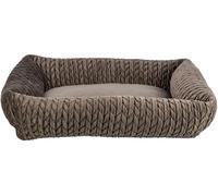 TRIXIE Cama para Perros Livia de 65 x 50 cm en Color marrón, Cama Cuadrada con Funda de Terciopelo Suave, Cesta para Perros pequeños, cojín firmemente Integrado, Base Antideslizante, Suave y Lavable