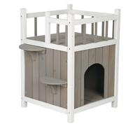 TRIXIE Casa para gatos con balc n, casa elevada para gatos, refugio resistente a la intemperie, ideal para gatos y perros peque os, 17,5 x 17,5 x