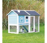 TRIXIE - Caseta Natura Exterior para Conejos y Roedores, 2 Compartimentos, 156 x 110 x 80 cm (Azul-Blanco)