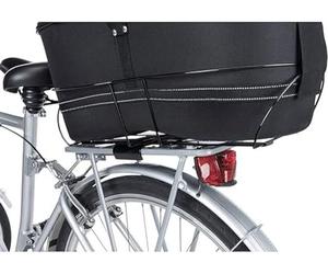 TRIXIE Cesta Bici Trasera Larga para Perros - hasta 8 kg - 29 × 49 × 60 cm | Marco de metal resistente con cubierta de malla y acolchado suave - Cesta larga negra para paseos tranquilos en bicicleta