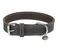 Trixie Collar de Cuero Engrasado Rustic, M, Gris, 37-44 cm/25 mm