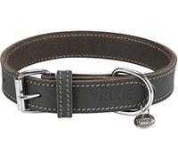 TRIXIE Collar de Cuero Engrasado Rustic, S-M, Gris, 34-40 cm/25 mm