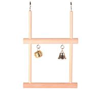Columpio Doble de Madera con Campana para Pájaros