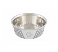 TRIXIE Comedero Acero INOX. Silicona, 0.75l/ø17,Blan-Gris, para Perros