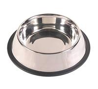 Trixie Comedero Acero Inoxidable, Anillo Caucho, 0.45 L, ø14 cm, Perro