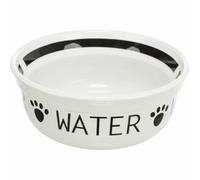 TRIXIE Comedero de cerámica, 0,6 l/ø 15 cm, Blanco/Negro