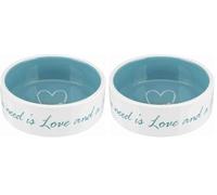 TRIXIE - Cuenco/Bowl Ceramico para Perros y Gatos y Apto para lavavajillas, Resistente a volcarse. 0.8L de Capacidad. (Paquete de 2)