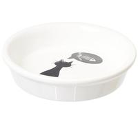 TRIXIE Cuenco de cerámica Plano para Gatos - Blanco, 0,25 l, ø 13 cm