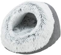 TRIXIE Cueva Antideslizante y Especialmente acogedora para Gatos Harvey, 35 × 26 × 41 cm, Gris/Blanco y Negro con cojín Reversible Integrado Lavable - 38030