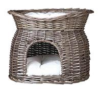 Cueva de cesto con techo para acostarse 54 × 43 × 37 cm gris
