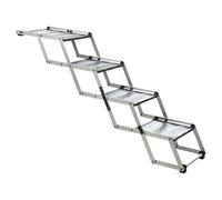 Escalera plegable de 4 peldaños, aluminio/TPR Ancho: 37 cm/Altura: hasta 70 cm/Profundidad: hasta 160 cm