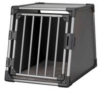 TRIXIE Jaula de Transporte para Perros de Aluminio en Grafito, tamaño M: 22 × 24 × 29 Pulgadas, Jaula para Perros Resistente y silenciosa con Lados Inclinados, Bloqueo de Seguridad y Alfombrilla