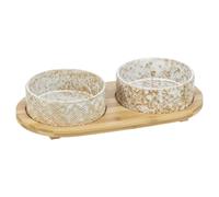Trixie Juego de Cuencos para Perros, Cerámica / Bambú, 2x300ml, 30x6x15cm,