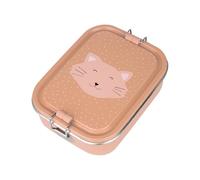 Trixie - Lonchera de acero inoxidable para niños - Mrs. Cat - Fácil de abrir y cerrar - Diseño divertido de animales - Perfecto para aperitivos y almuerzos - Rosa