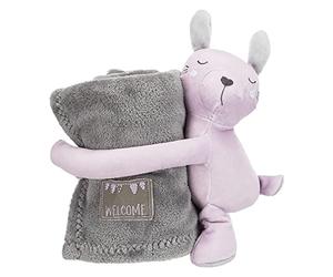 TRIXIE - Manta Conejo Set Junior de Felpa, Muy Cálida, Lavable a Máquina, 75 x 50 cm (Gris/Lila)