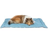 Trixie Manta Viaje Samoa Classic, Azul Hielo/Gris, 85 × 70 cm | Alfombrilla de viaje acolchada para coche, maletero, camping y viajes, con compartimento para una alfombrilla de