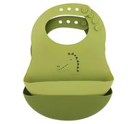 Trixie Mr. Dino - Baberos de silicona ajustables con bolsillo para recoger alimentos, suaves, impermeables y fáciles de limpiar, alimentación sin desorden para bebés y niños pequeños
