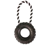 Trixie Juguete para perros Neumático de caucho con cuerda Ø15 cm, 32 cm, lima