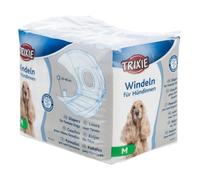 TRIXIE Pañales para perras talla M - 12 uds - Cintura 32-48 cm | Braguitas absorbentes para incontinencia y celo con elástico ajustable para mayor comodidad durante todo el día