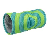 TRIXIE - Peluche Cushy Play Túnel para Gatos y Pequeños Mamíferos, 15 x 35 cm, Color Gris/Verde, Suave y Flexible, Ideal para Jugar y Esconderse, para roedores
