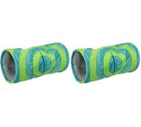 TRIXIE - Peluche Cushy Play Túnel para Gatos y Pequeños Mamíferos, 15 x 35 cm, Color Gris/Verde, Suave y Flexible, Ideal para Jugar y Esconderse (Paquete de 2)