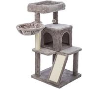 TRIXIE Pepito - Torre para gatos de 39.4 pulgadas, postes rascadores de sisal, árbol para gatos con condominio cubierto de felpa, hamaca, juguetes para gatos, gris