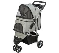 TRIXIE Pet Stroller for Small Dogs & Cats - Foldable Carrier with Mesh Windows, Dual Safety Leashes & Cushion - 360° Swivel Wheels & One-Hand Fold - up to 24 lbs - 18.5 × 31.5 × 39.4in - in Gray