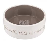 Trixie pets home comedero bebedero de cerámica crema y topo para perros