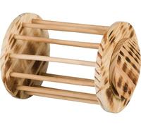 TRIXIE Porta Heno con Tapa para Conejos y Cobayas, Ø 15 x 19 cm, Madera Natural Laminada, Rodillo de Alimentación Higiénica y Lúdica para Pequeños Roedores