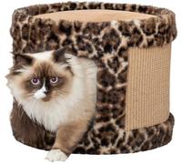 Trixie Rascador de la Cueva Leo - Cueva para Gatos Equipada con Forro Polar y Superficie rascadora de Yute, diámetro 38 × 30 cm, marrón, cómodo y Estable árbol para Gatos - 48180