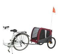 TRIXIE Remolque Bici para Perros Plegable - Gris y Rojo - Talla L