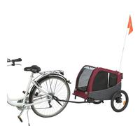 Trixie Remolque de Bicicleta para Perros - Transporte Seguro de Animales - Plegable - Gris y Rojo - Talla M: 63 × 68 × 75/137 cm