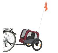 TRIXIE Remolque Bici para Perros Plegable - Gris y Rojo - Talla S | Freno de pie, protector impermeable para lluvia, correa corta integrada, 53 × 60 × 60/117 cm
