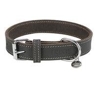 TRIXIE, Rústico, collar, para perro, cuero grueso, gris, L-XL: 57-66 cm/30 mm