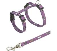 Trixie Set Arnés Gatitos con Correa Junior, Motivos Felinos, 21-33 cm/8 mm, 1.20 m, Gato, colores surtidos