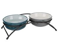 TRIXIE Set comederos, 2 × 0.25 l/13 cm, Azul Petróleo/Gris, Perro
