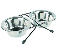 Soporte doble con 2 tazones de acero inoxidable - Cantidad: 750 ml