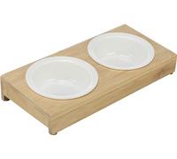 TRIXIE SetComedero cerámica, bambú 2 x 0, 25l, ø12 cm, 30 x 5 x 14 cm