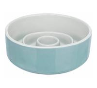 Trixie Slow Feeding Comedero Cerámica, Gris/Azul, 0,45 l/ø 14 cm