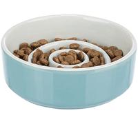 Trixie Slow Feeding Comedero Cerámica, Gris/Azul, 0,9 l/ø 17 cm