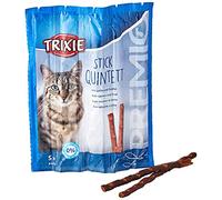 TRIXIE Snack PREMIO Quadro-Sticks, Salmón-Trucha, 5 × 5 g, Gato | Sabroso aperitivo para todos los días: ideal para entretiempo, con salmón y trucha, prácticamente en porciones