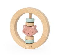 Trixie Sonajero redondo de madera - Mrs. Cat - Madera certificada FSC - Sonajero para bebés sin BPA - Diseño seguro, duradero y fácil de agarrar para bebés
