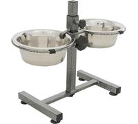 Trixie - Soporte para cuencos para perros, 2 x 0,75 L (diámetro 15 cm), hasta 27 cm de altura ajustable, negro