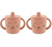 Trixie - Taza para beber Mrs Cat - 4 m + - 100% silicona de grado alimenticio - Rosa (Paquete de 2)